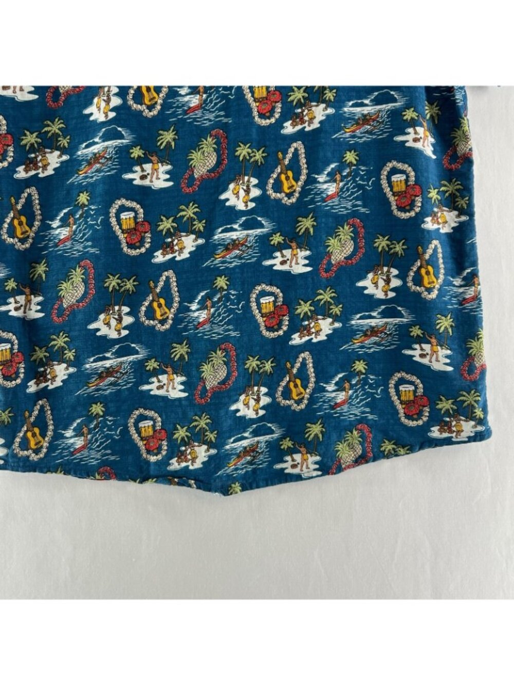 VatPave Hawaiian Print Shirt Men S Cotton Viscose Short Sleeve Casual Aloha Blue - Picture 10 of 13